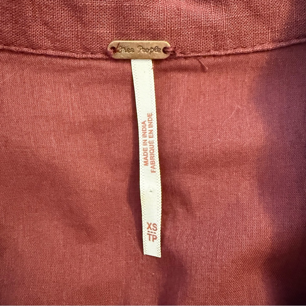 Free People Samantha Shirt Dress in Double Dare Maroon XS - Picture 9 of 14